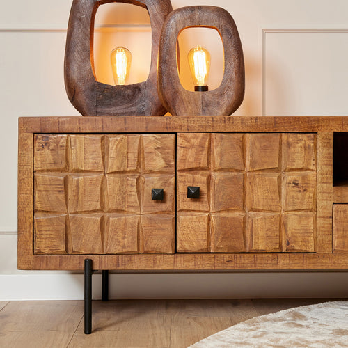 StarFurn Tv-Meubel Brandy - Naturel Mangohout - 220x40x55cm