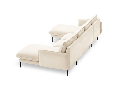 Cosmopolitan Design Panoramische bank Vienna 6-zits, flueel, lichtbeige - 170x350x95cm