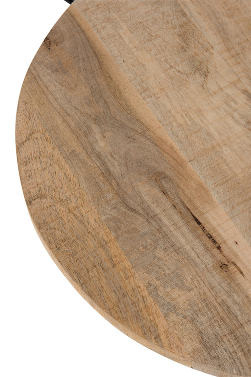 J-Line bartafel Rond - hout/metaal - naturel/zwart