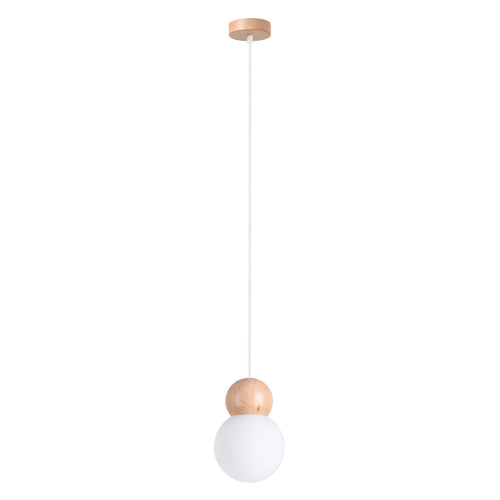 Sollux Lighting Hanglamp PEKKA 1 wit/natuurlijk hout - 11x11x124cm