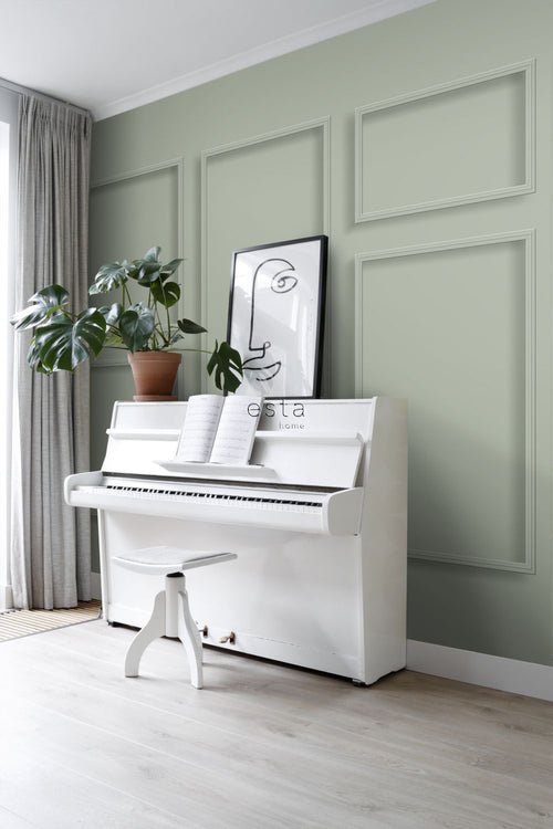 ESTAhome fotobehang wandpanelen vergrijsd groen - 300 x 279 cm - 158966