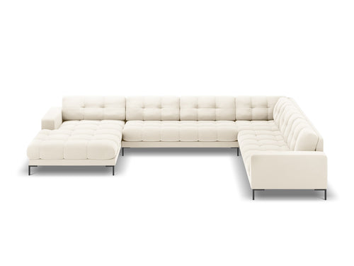 Cosmopolitan Design Panoramische hoekbank rechts Bali 7-zits, flueel, lichtbeige - 256x327x75cm