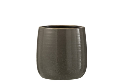J-Line bloempot Effen - keramiek - grijs - large - Ø 16.5 cm