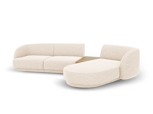 Micadoni Rechte modulaire bank Miley 3-zits, structurele stof ivoor - 178x303x70cm