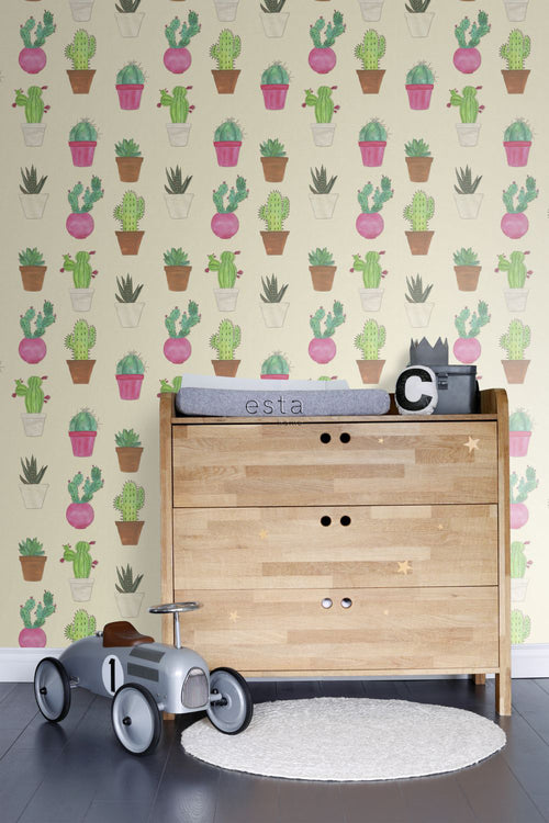 ESTAhome XXL behang cactussen groen, roze en beige - 50 x 900 cm - 158604 - vtwonen shop