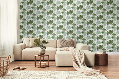 Walls4You behang tropische bladeren groen grijs - 53 cm x 10.05 m - 935294 - vtwonen shop