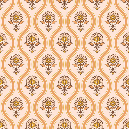 ESTAhome behang vintage bloemen oranje en beige - 50 x 900 cm - 131737