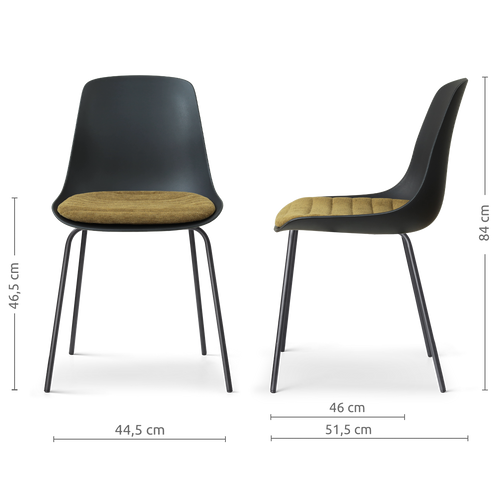 Nolon Nora-Liv eetkamerstoel zwart met mosgroen zitkussen - zwart onderstel - vtwonen shop