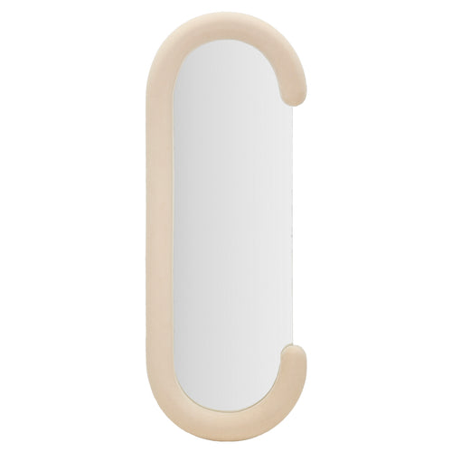 Wandspiegel in beige fluweel 60x7x160 cm