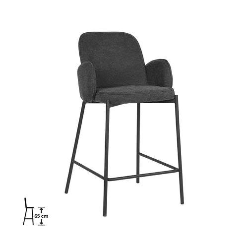 LABEL51 Barkruk Jari - Antraciet Stof - Zithoogte 65cm - Set van 2 - vtwonen shop