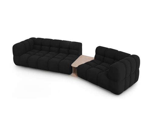 Cosmopolitan Design Rechte modulaire bank Sky 3-zits, flueel, zwart - 148x353x70cm