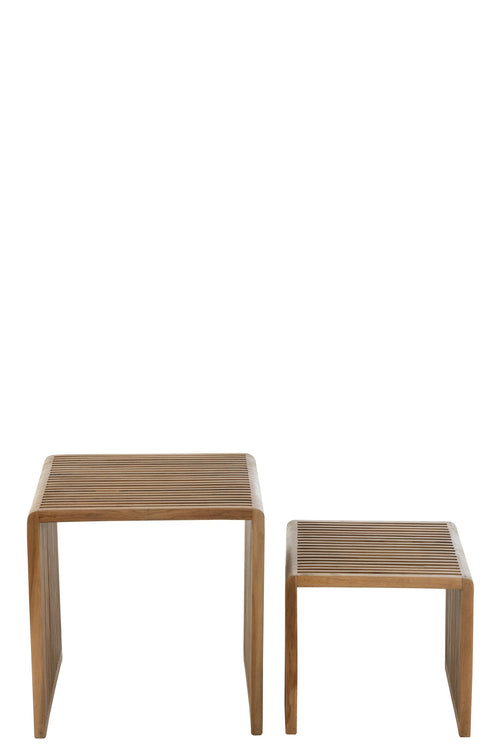 J-Line bijzettafel Kubus Gerecycleerd - hout - naturel - set van 2