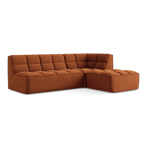 LaMiaSofa Modulaire hoekbank rechts Belluno - velours - terracotta - 258x178x75