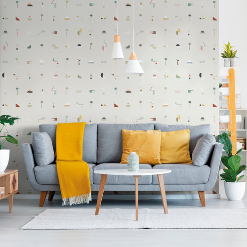 Sanders & Sanders fotobehang symbolen beige - 300 x 106 cm - 640382