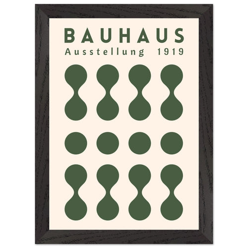 Artfulprints Poster met Lijst Bauhaus - Ausstellung green   - A4 21x29.7 cm - Donkergroen