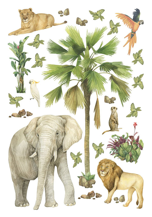 Sanders & Sanders muursticker jungle dieren groen - 65 x 42.5 cm - 601342