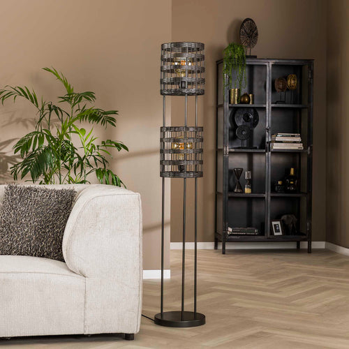 Giga Meubel Vloerlamp Metal Blinds - Zwart - 2-Lichts - 30x30x166cm - vtwonen shop