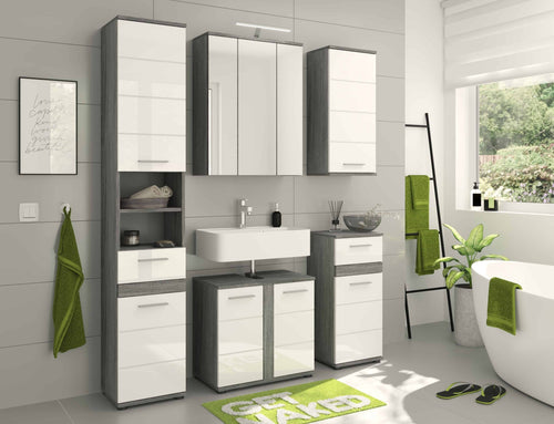 Furnilux Blake badkamercombinatie 5-delig rookzilver / wit - 164cm x 191cm x 34cm - vtwonen shop