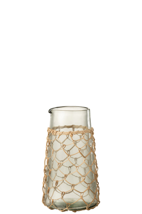 J-Line karaf Breiwerk - glas/riet - transparant - small - vtwonen shop