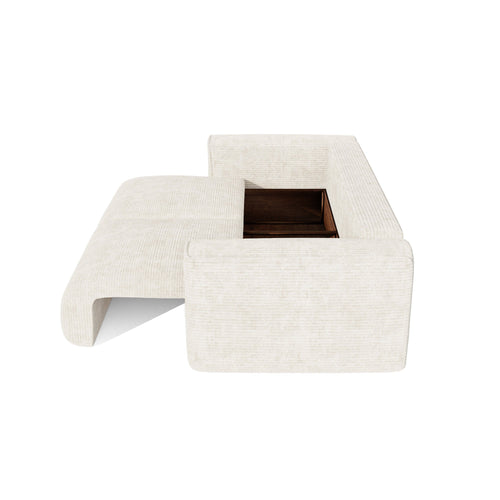 Premium Interiors - Slaapbank met opbergruimte COMO - corduroy crème 254cm