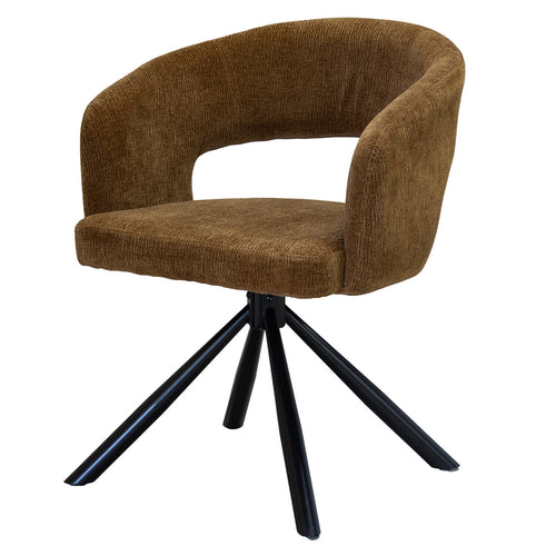 DÉJA Living Eetkamerstoel Elle - Stof/Metaal - Oker - Set van 2 - vtwonen shop