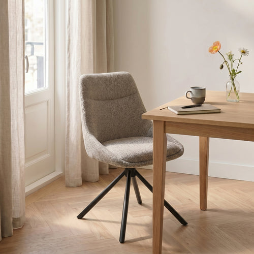 DÉJA Living Eetkamerstoel Malou - Taupe/Zwart - Draaibaar - Set van 2