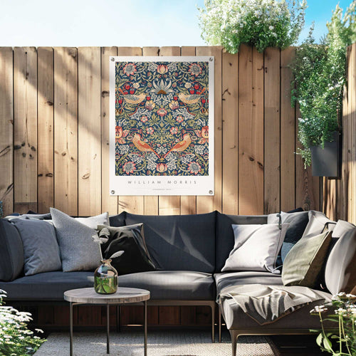 Reinders William Morris Strawberry thief tuinposter -  meerkleurig/multi color - tuin - 80x60cm