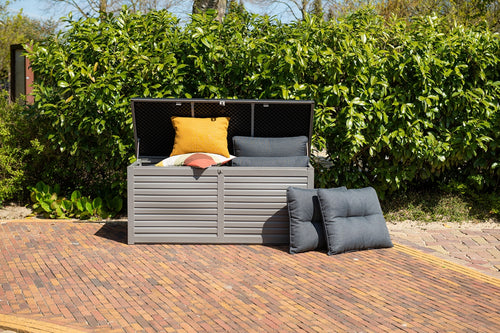 Primo kussenbox - kunststof - 490L - 146x61 cm - donkergrijs - zwart - vtwonen shop