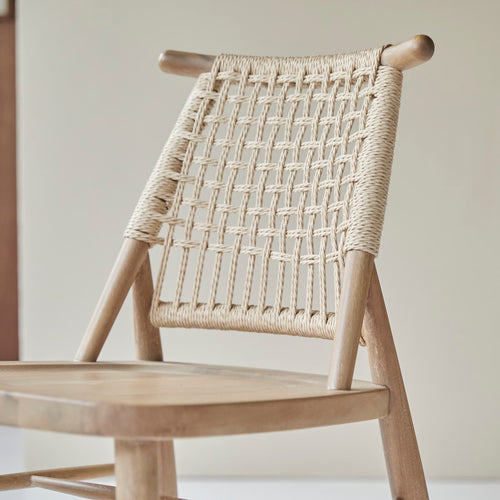 Tikamoon Set van 2 stoelen in massief acacia met vlechtwerk - Naturel