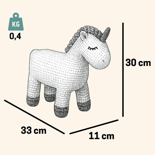 Pintado & Lacado knuffeldier Eenhoorn - wit - 30 cm