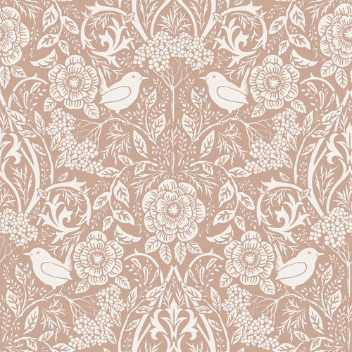 ESTAhome behang bloemen en vogels in art nouveau stijl nude kleur en wit - 53 cm x 10.05 m - 139324