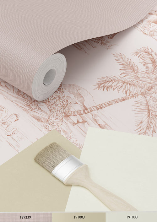 ESTAhome behang jungle dieren terracotta roze - 53 cm x 10.05 m - 139348 - vtwonen shop