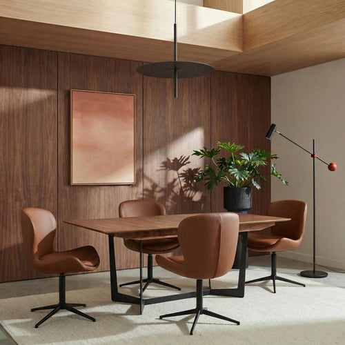 Furnhouse eetkamerstoel Nicklas - Donkerbruin - Leer - Set van 2