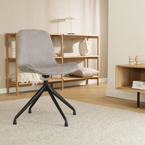 Nolon Nola-Fé Draaibare Eetkamerstoelen Set - Rib Warm Grijs - Zwart - vtwonen shop