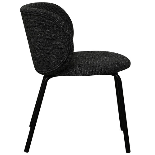 Furnhouse eetkamerstoel Nanna - Zwart - Stof (Bouclé) - Set van 4