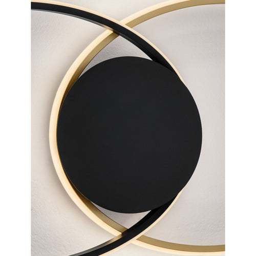 Nova Luce AVEO Geïntegreerde LED-plafondlamp, halfverzonken, zandzwart, goudkleurig, Triac dimbaar, 43W, 1720lm, 3200K