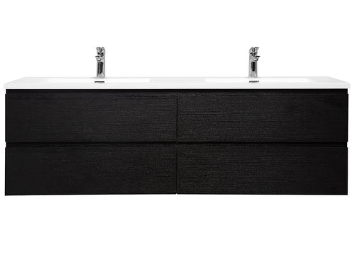 Badplaats Badkamermeubel Set Angela 160 cm – Zwart Houtnerf – Badmeubel met Wastafel