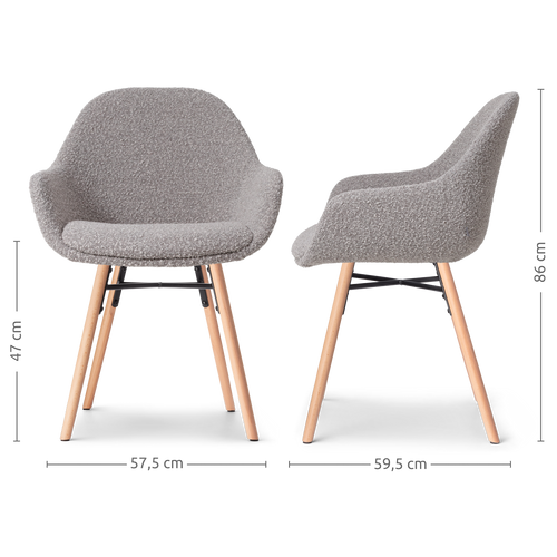 Nolon Nena-Mae Eetkamerstoel Bouclé Taupe - Armleuning - Stof