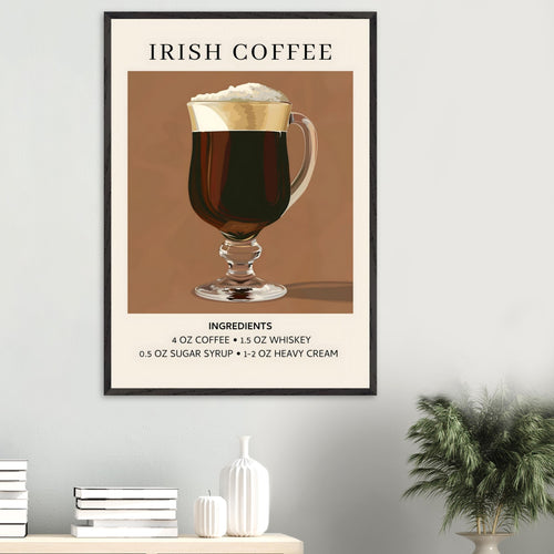 Artfulprints Poster Irish Coffee - Ingrediënten   - 70x100 cm - Bruin