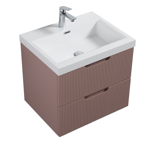 Badplaats Badkamermeubel Set Thermis 60 cm – Mat Roze – Badmeubel met Wastafel