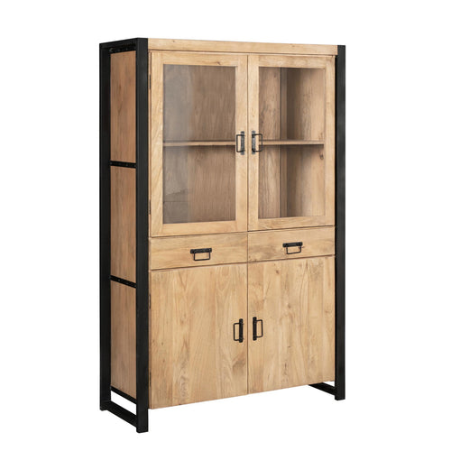 Starfurn Vitrinekast Britt - Naturel Hout - 115x45x180cm