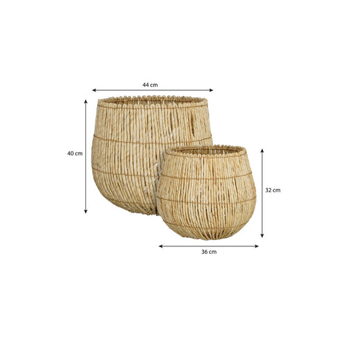 Mica Decorations Ronda Opbergmand - Set van 2 - H40 x Ø44 cm - Lichtbruin