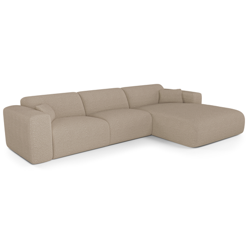 Sia Home - Rechthoekige hoekbank die als bed kan worden gebruikt MYRA - bouclé-stof mol 299cm