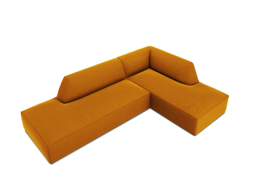 Micadoni rechter hoekbank Ruby 4-zits, flueel, geel - 180x273x69cm
