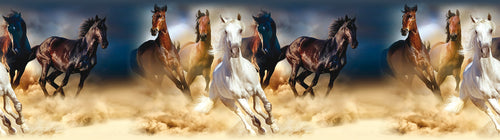 Sanders & Sanders zelfklevende behangrand paarden donkerblauw, bruin en beige - 500 x 14 cm - 600057