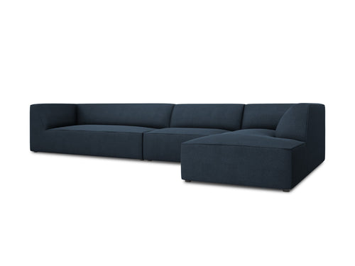 Micadoni rechter hoekbank Ruby 5-zits, structurele stof, marineblauw - 180x366x69cm
