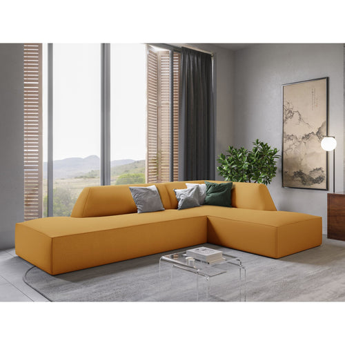 Cosmopolitan Design - Modulaire hoekbank rechts Siena 4-zits, structurele stof geel - 180x273x69cm
