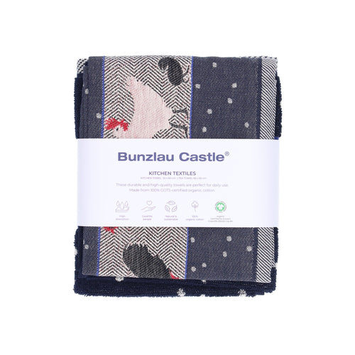 Luxe Keukendoek en Theedoek Kip Donkerblauw - Bunzlau Castle - 100% biologisch GOTS katoen