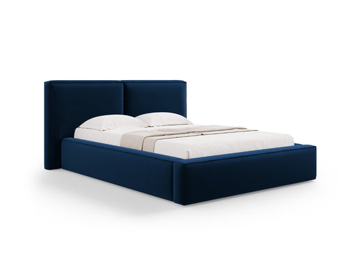 Micadoni Opbergbed met hoofdeinde Jodie 140x200cm, flueel, koningsblauw - 228x194x108cm