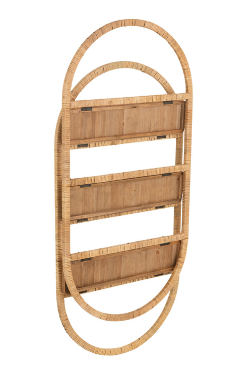J-Line wandrek Ovaal 3 planken Plooibaar - rotan - naturel